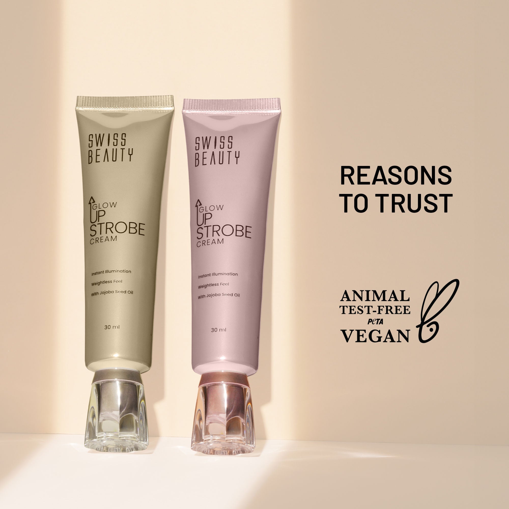 Swiss Beauty Glow Up Strobe Cream, Dewy Radiance, Versatile Use With Jojoba Oil