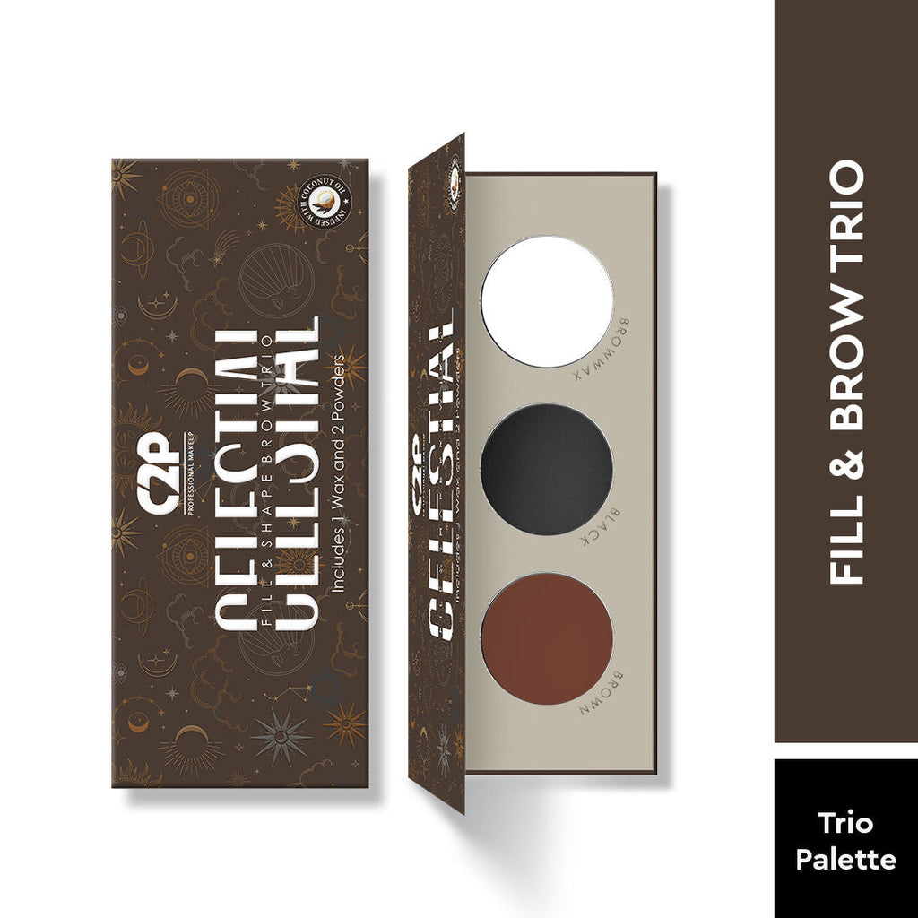 C2P Pro Eyebrow Enhancer Eyeshadow Palette With Wax Cream Celestial 3 in 1 Fill Set Shape