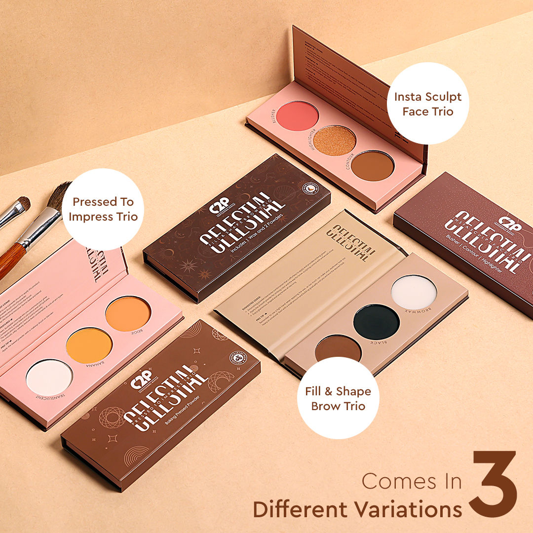 C2P Pro Eyebrow Enhancer Eyeshadow Palette With Wax Cream Celestial 3 in 1 Fill Set Shape