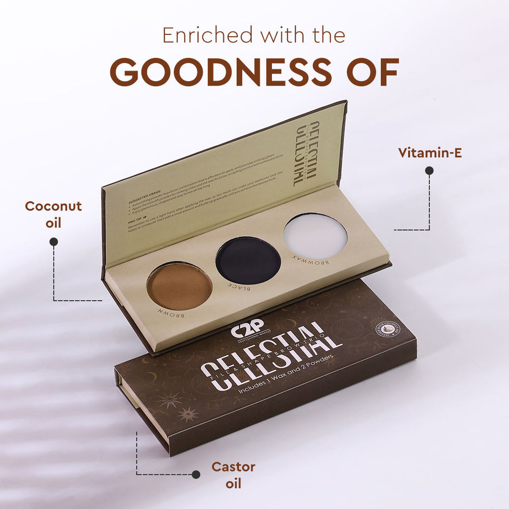 C2P Pro Eyebrow Enhancer Eyeshadow Palette With Wax Cream Celestial 3 in 1 Fill Set Shape