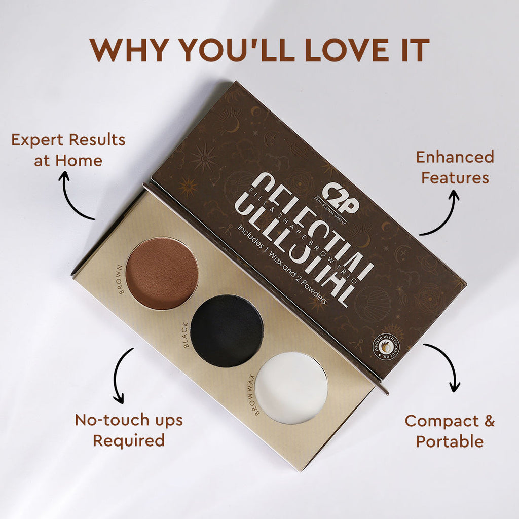 C2P Pro Eyebrow Enhancer Eyeshadow Palette With Wax Cream Celestial 3 in 1 Fill Set Shape
