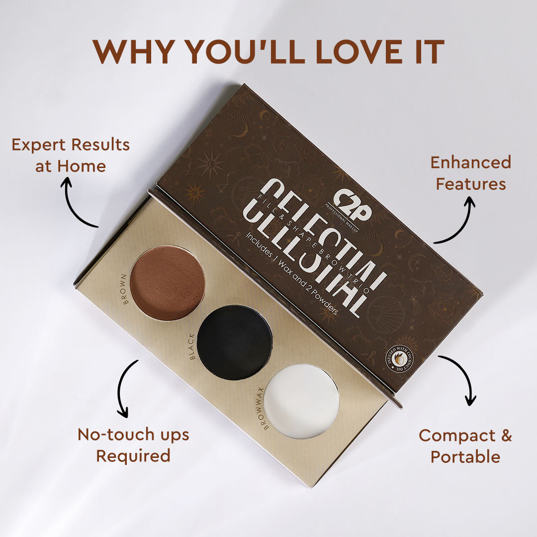 C2P Pro Eyebrow Enhancer Eyeshadow Palette With Wax Cream Celestial 3 in 1 Fill Set Shape