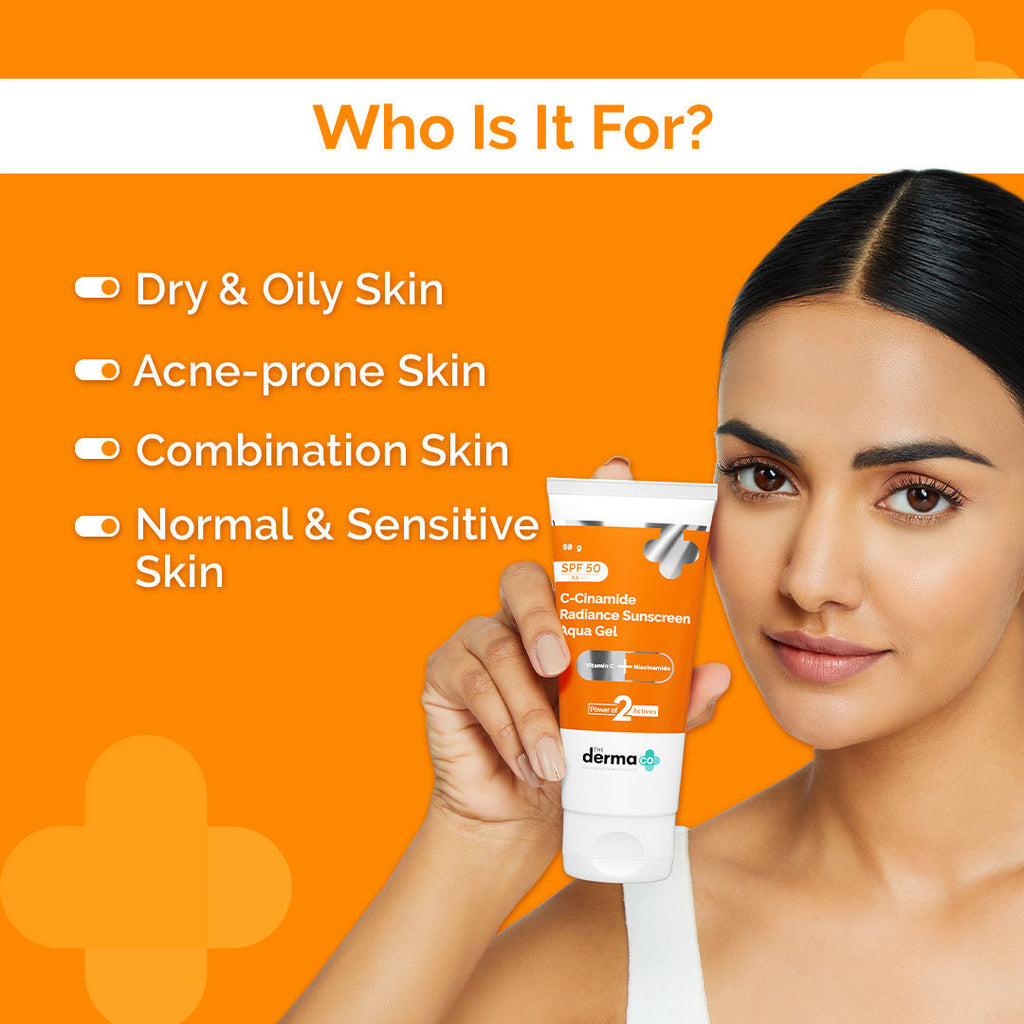 The Derma Co C-Cinamide Sunscreen SPF 50 Aqua Gel PA++++ With Vitamin C & Niacinamide