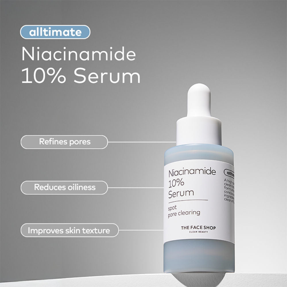 The Face Shop Alltimate Niacinamide 10% Korean Serum - Reduces Oil & Minimizes Pores, for Oily Skin