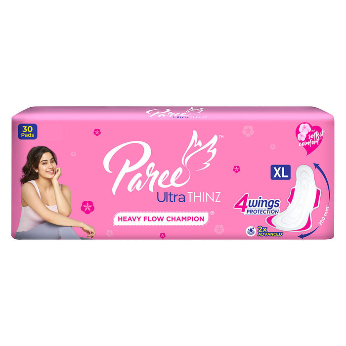 Paree Ultra Thinz 30 Sanitary Pads Soft &Thin Pads Double Feathers for Extra Coverage