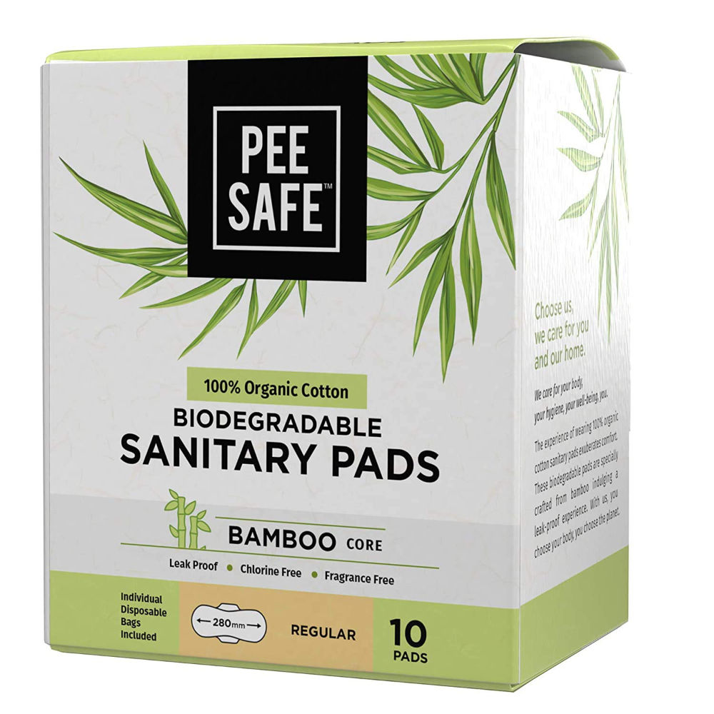 Pee Safe Biodegradable Sanitary Pads-Leak-Proof, Soft, And Rash-Free Period Protection (Regular, 10Pcs)