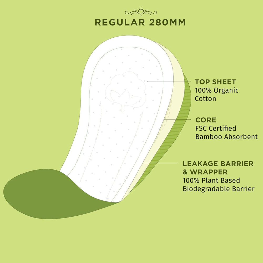 Pee Safe Biodegradable Sanitary Pads-Leak-Proof, Soft, And Rash-Free Period Protection (Regular, 10Pcs)