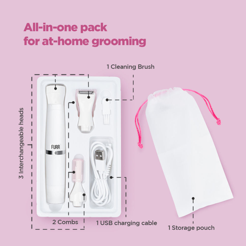 FURR Rechargeable Multipurpose Trimmer for Eyebrows, Underarms and Bikini Line