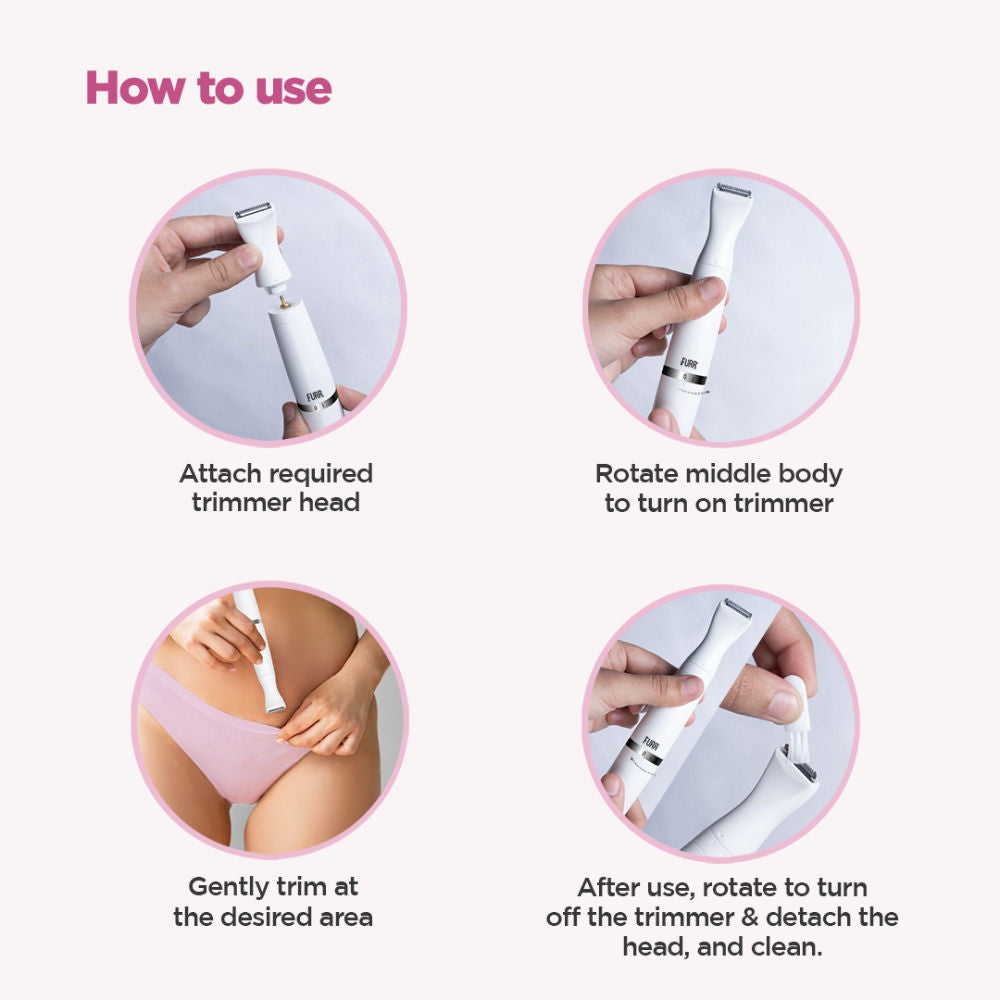 FURR Rechargeable Multipurpose Trimmer for Eyebrows, Underarms and Bikini Line