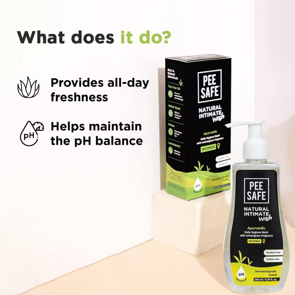 Pee Safe Intimate Wash For Women - Lemongrass Fragrance & 100% Alcohol-Free, Paraben-Free