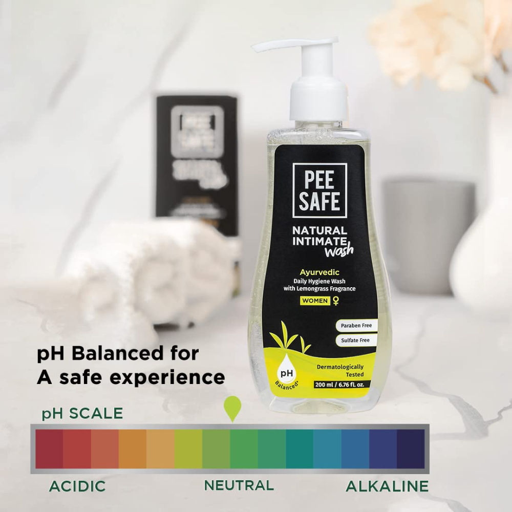 Pee Safe Intimate Wash For Women - Lemongrass Fragrance & 100% Alcohol-Free, Paraben-Free