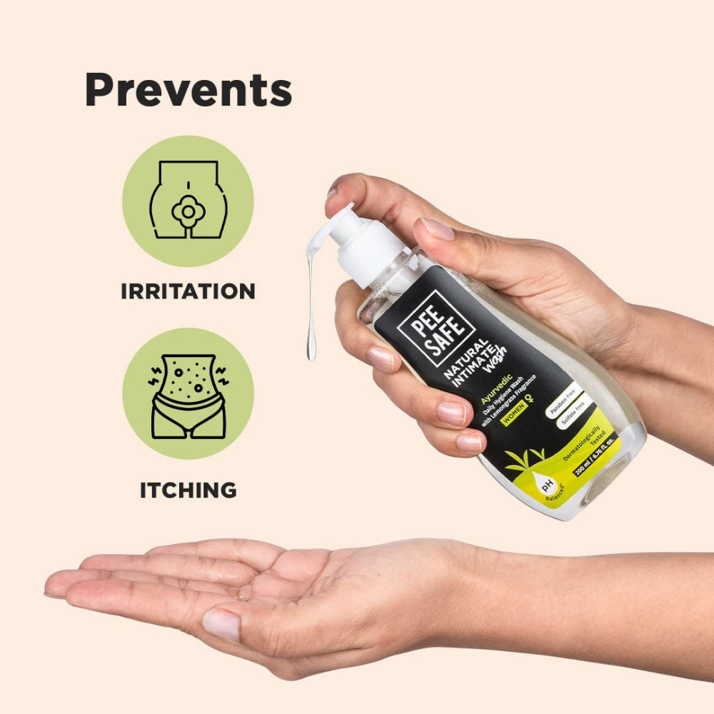 Pee Safe Intimate Wash For Women - Lemongrass Fragrance & 100% Alcohol-Free, Paraben-Free
