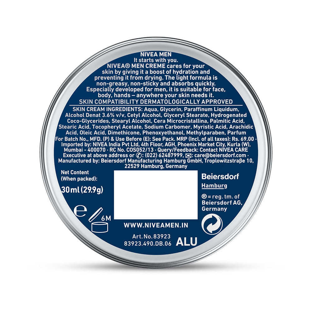 NIVEA MEN Creme, Non Greasy Moisturizer, Cream for Face, Body & Hands
