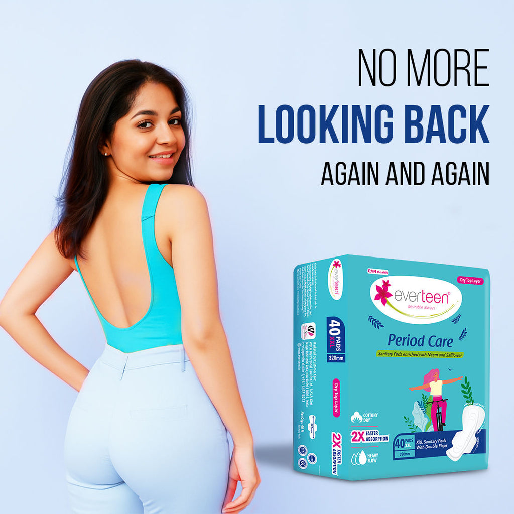 Everteen Period Care Xxl Dry Sanitary Pads Neem Safflower Heavy Flow, Rash-Free