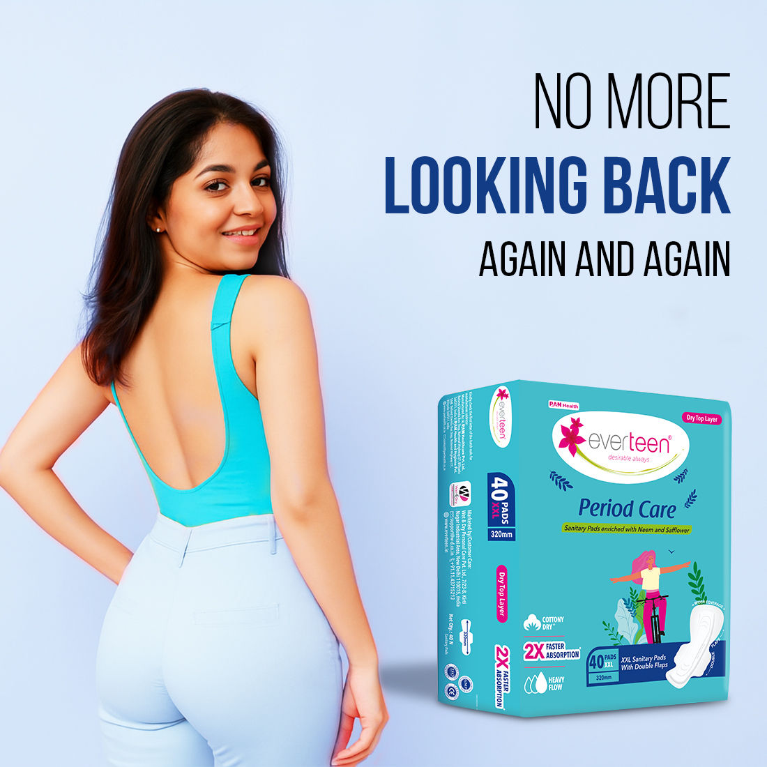 Everteen Period Care Xxl Dry Sanitary Pads Neem Safflower Heavy Flow, Rash-Free