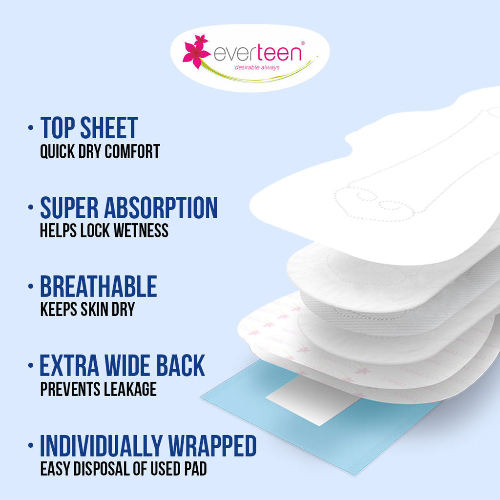 Everteen Period Care Xxl Dry Sanitary Pads Neem Safflower Heavy Flow, Rash-Free