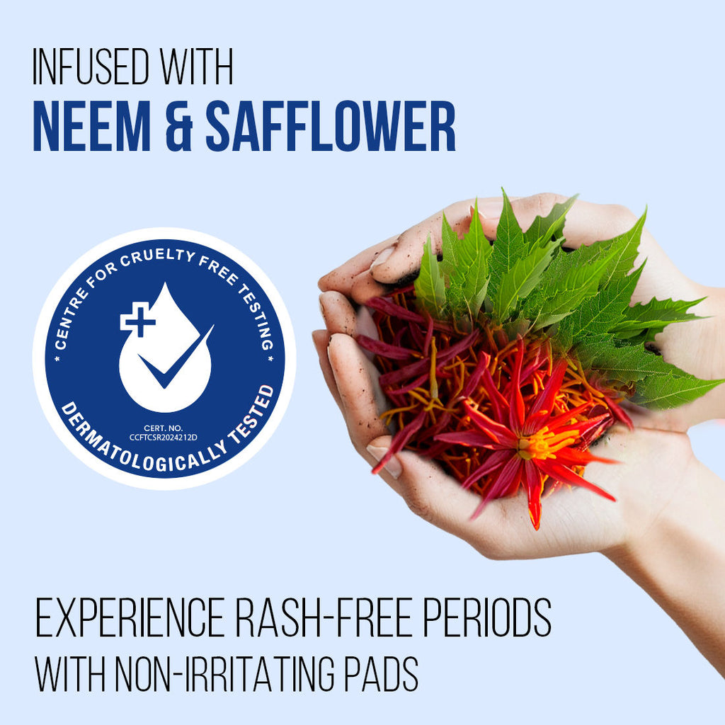 Everteen Period Care Xxl Dry Sanitary Pads Neem Safflower Heavy Flow, Rash-Free