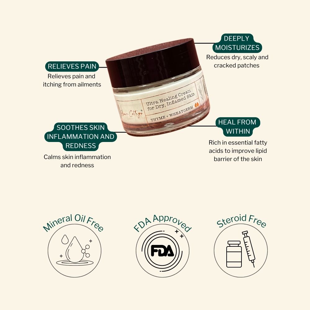 Oleum Cottage Ultra Healing Cream for Dry / Cracked Skin, Psoriasis or Eczema Patches & Flare Ups