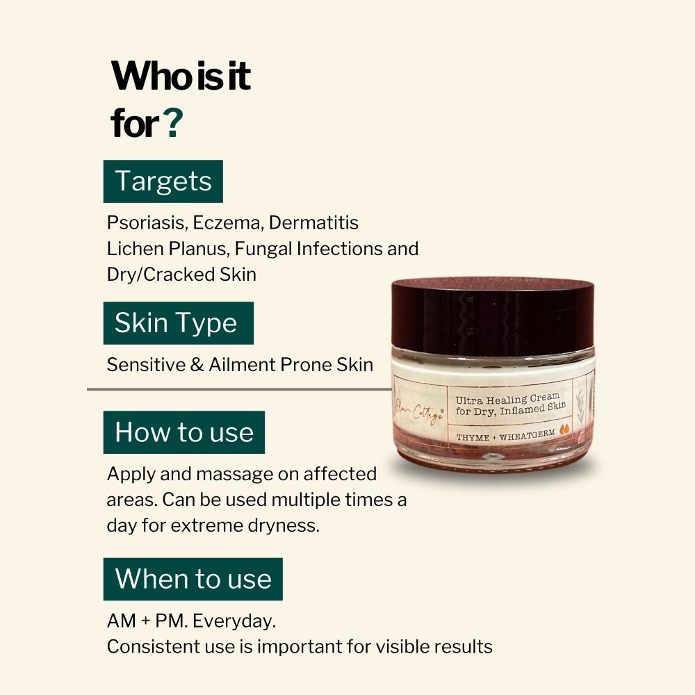 Oleum Cottage Ultra Healing Cream for Dry / Cracked Skin, Psoriasis or Eczema Patches & Flare Ups