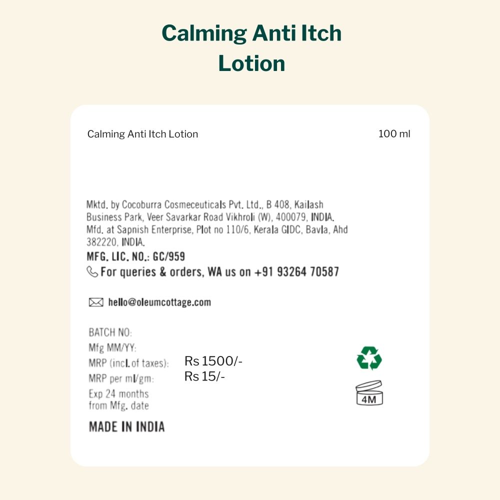 Oleum Cottage Calming Anti Itch Lotion for Skin + Scalp
