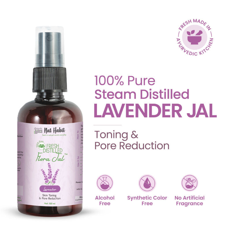 Nat Habit 100% Pure Lavender Jal - Toner & Face Mist for Pore Reduction, Acne Control & Hydration
