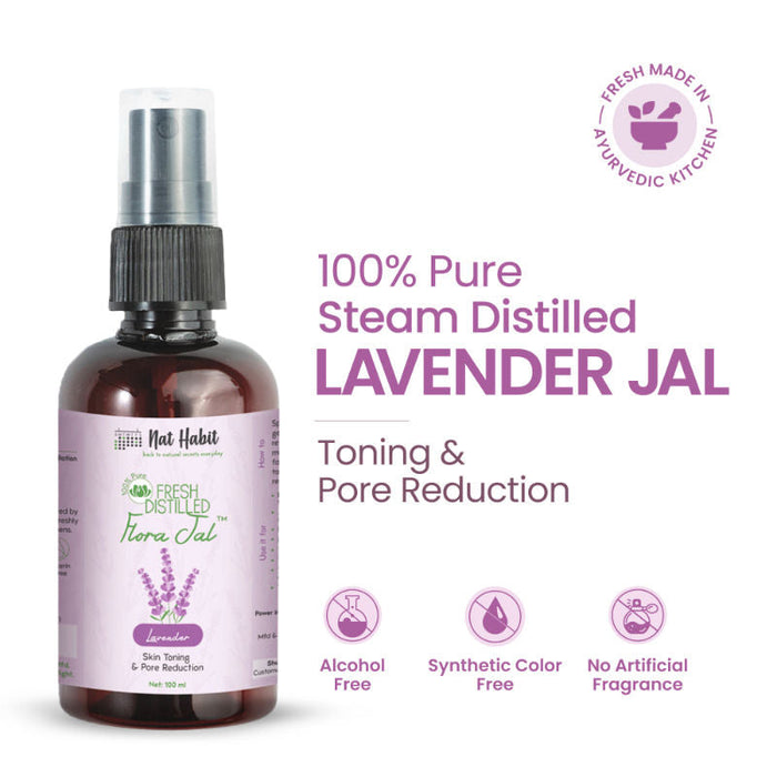 Nat Habit 100% Pure Lavender Jal - Toner & Face Mist for Pore Reduction, Acne Control & Hydration