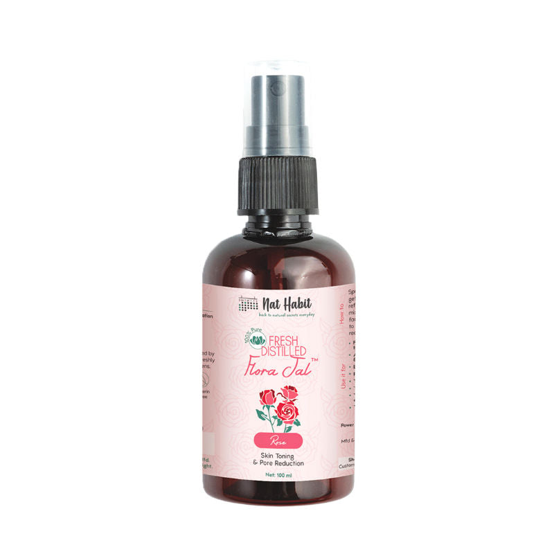 Nat Habit Gulab Jal 100% Pure Rose Water, Face Mist (Toner) for Pore Tightening, Acne & Hydration