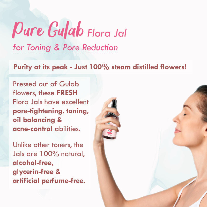 Nat Habit Gulab Jal 100% Pure Rose Water, Face Mist (Toner) for Pore Tightening, Acne & Hydration