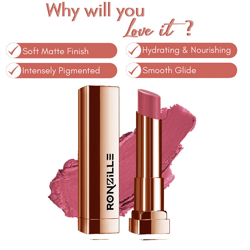 Ronzille Natural Colored Long Stay Matte Lipstick - Shade 18