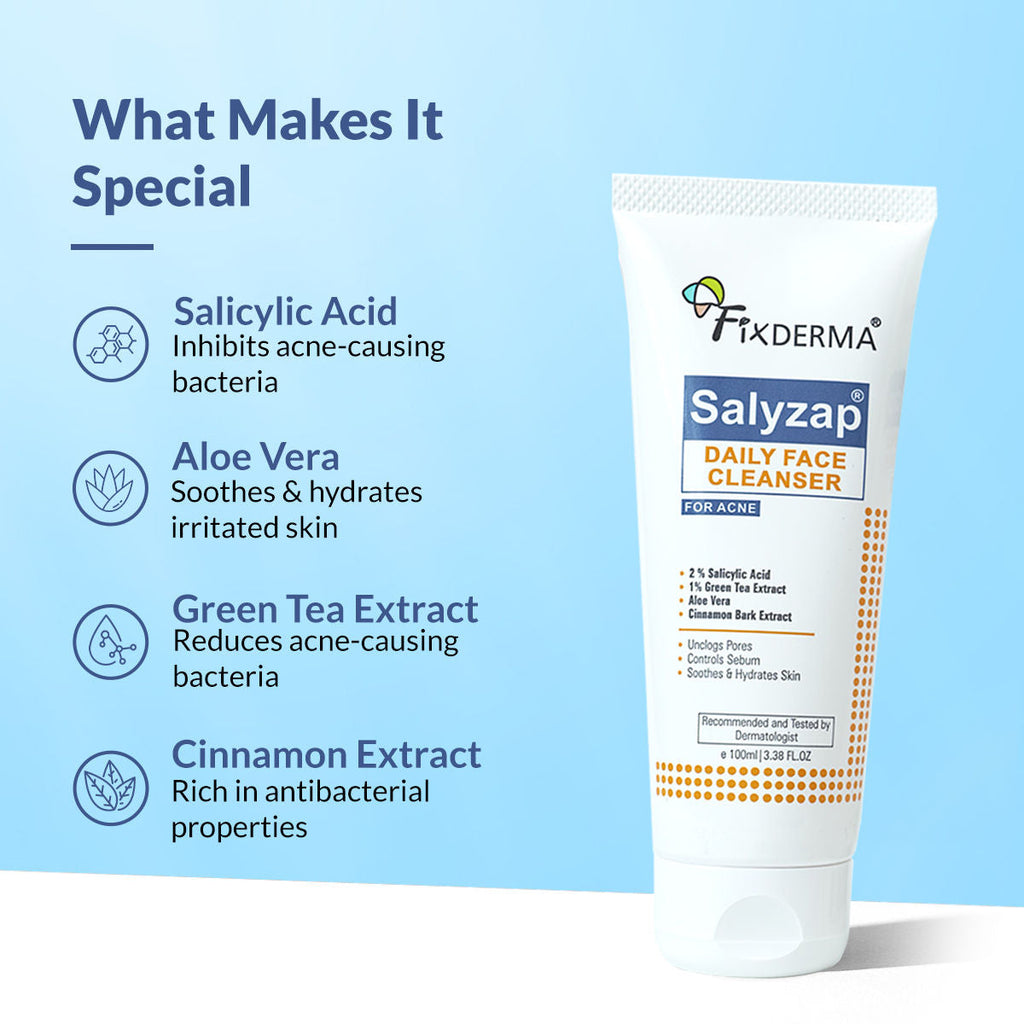 Fixderma Salyzap 2% Salicylic Acid Face Wash for Oily Skin, Sulphate Free
