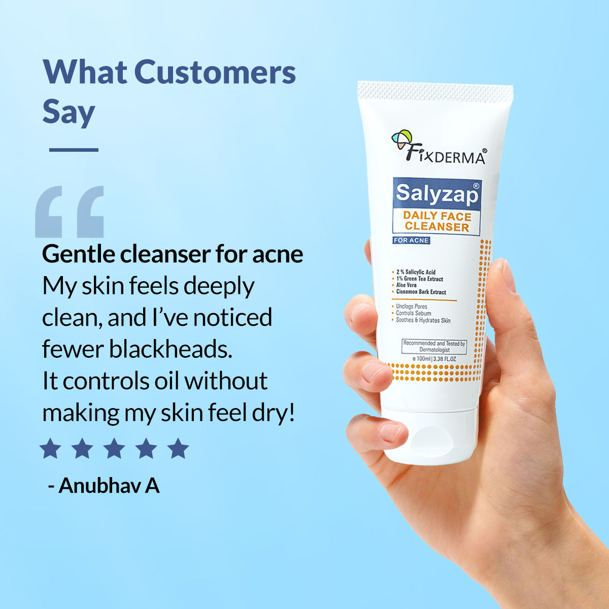 Fixderma Salyzap 2% Salicylic Acid Face Wash for Oily Skin, Sulphate Free