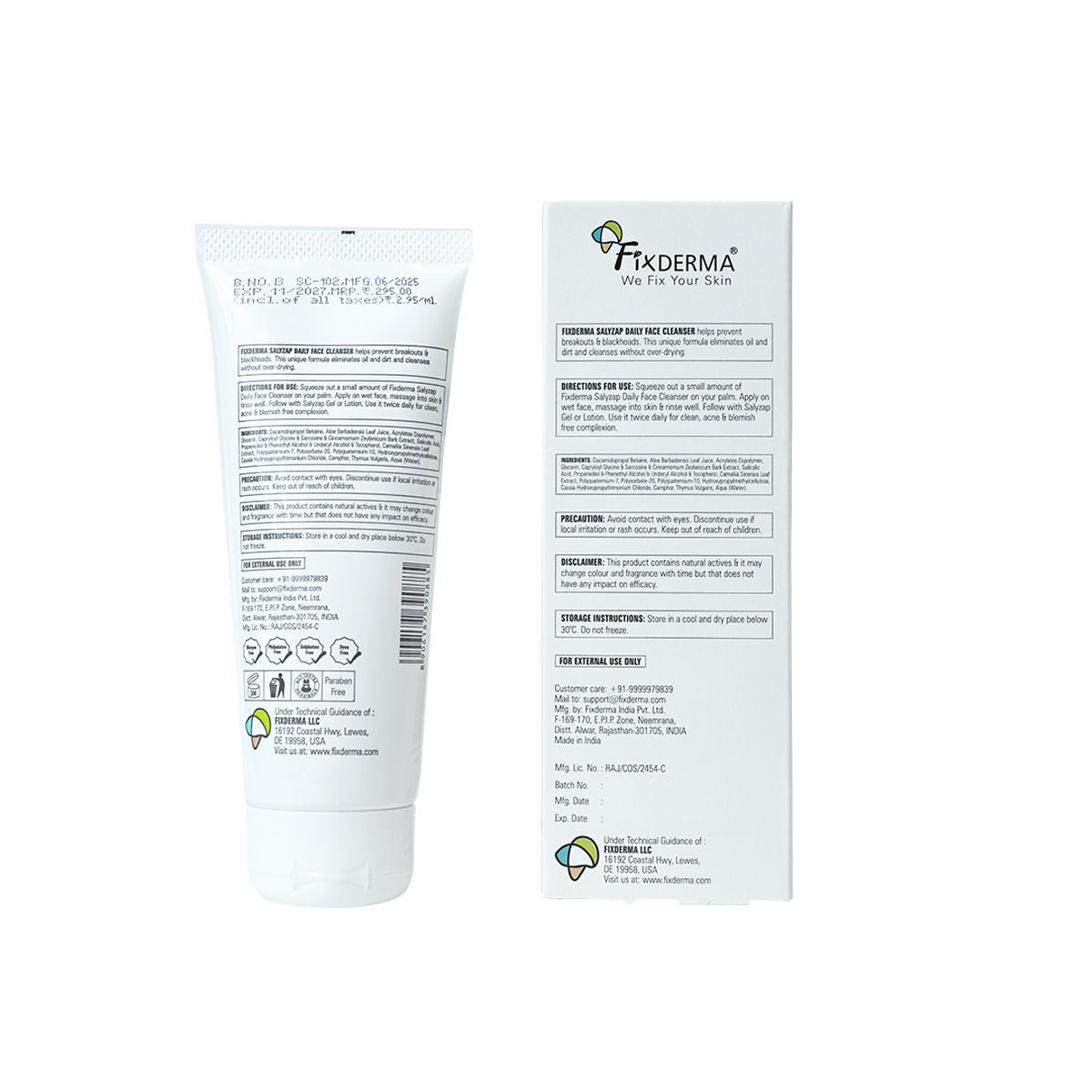 Fixderma Salyzap 2% Salicylic Acid Face Wash for Oily Skin, Sulphate Free