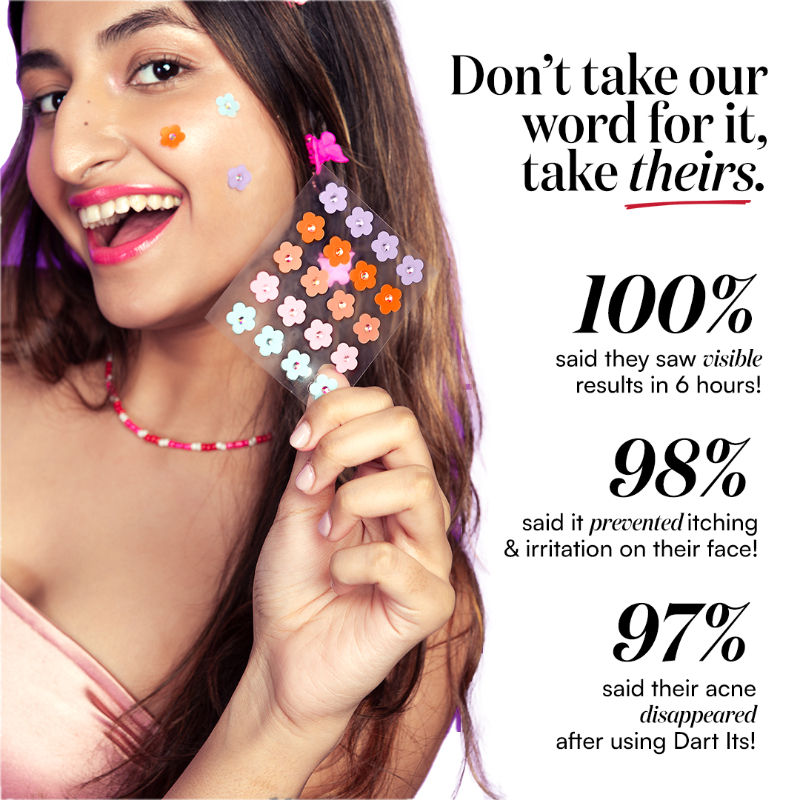 Gush Beauty Dart It Pimple Patches Work in 6-8 Hrs For Acne, Zits And Blemishes - Petal Powder