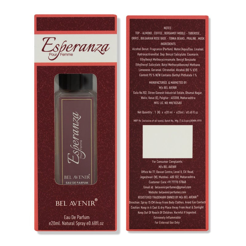 BEL AVENIR Esparanza Luxury Longlasting Eau De Parfum For Womens