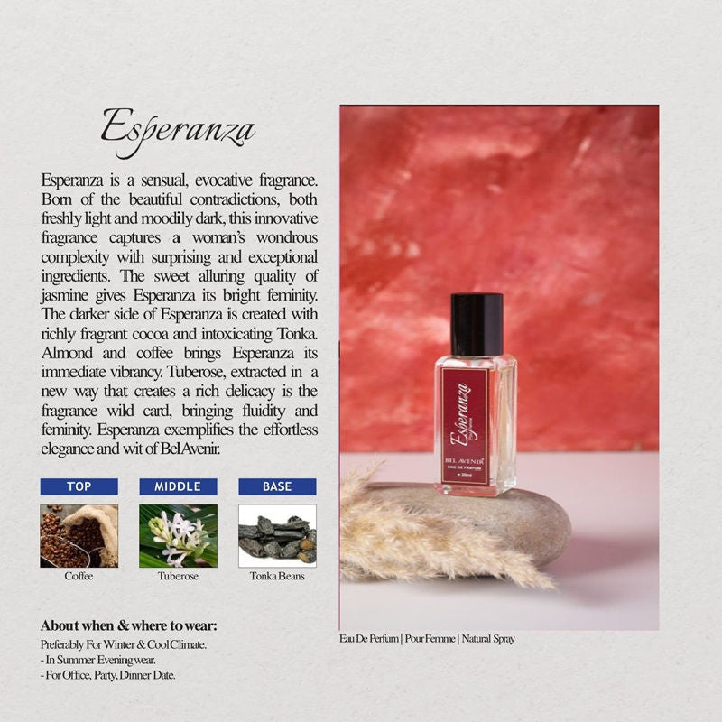 BEL AVENIR Esparanza Luxury Longlasting Eau De Parfum For Womens