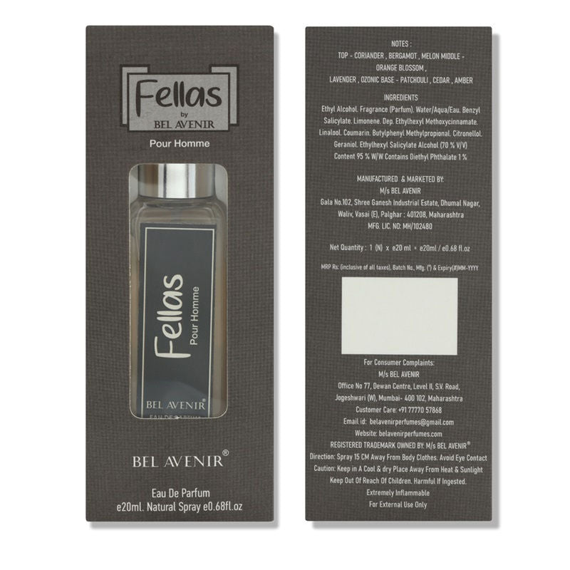 BEL AVENIR Fellas Luxury Longlasting Eau De Parfum For Mens