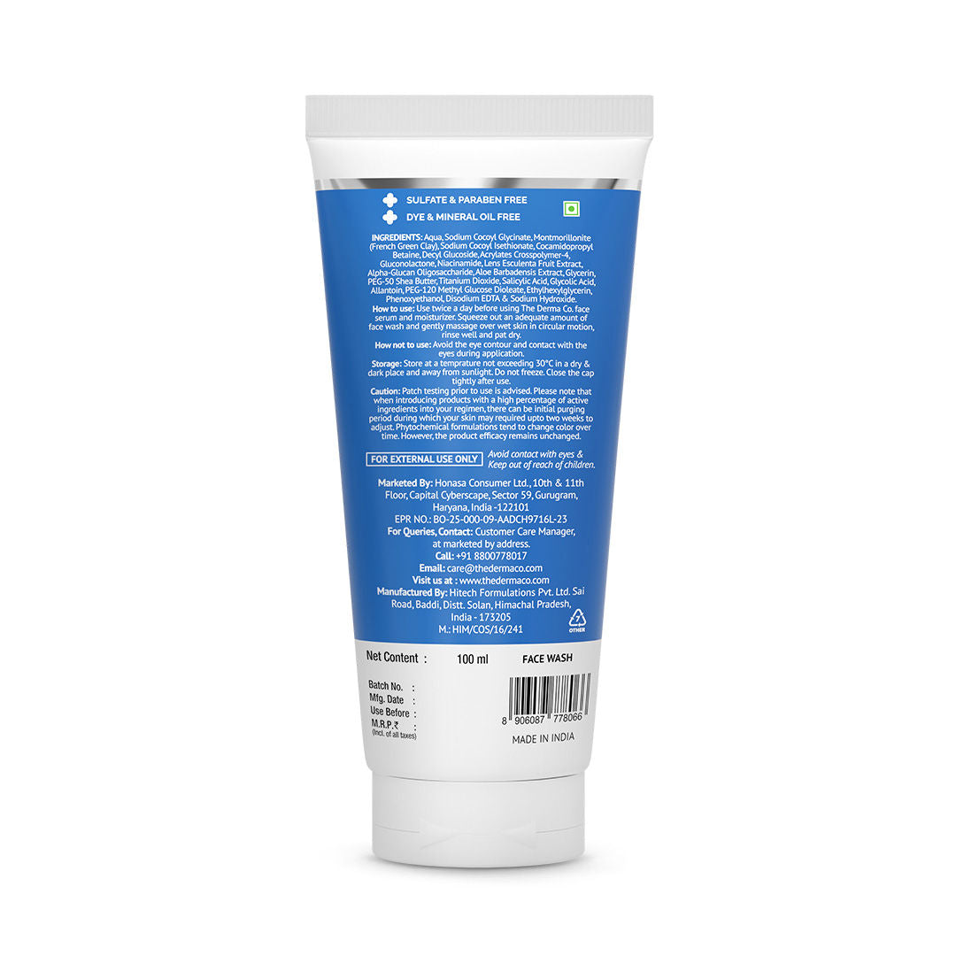 The Derma Co Pore Minimizing Face Wash With Clay, 1% Niacinamide & 2% PHA For Open Pores