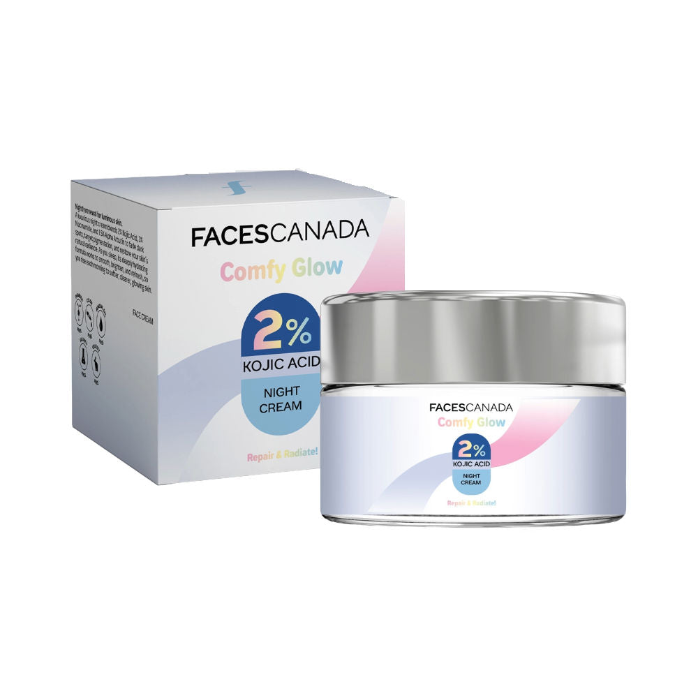 Faces Canada Comfy Glow 2% Kojic Acid Night Cream - Fades Dark Spots & Acne Marks