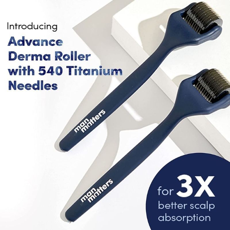 Man Matters Advance Derma Roller For Men, 540 Micro 0.5mm Titanium Alloy Needles