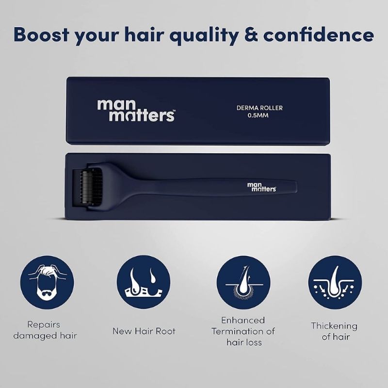 Man Matters Advance Derma Roller For Men, 540 Micro 0.5mm Titanium Alloy Needles
