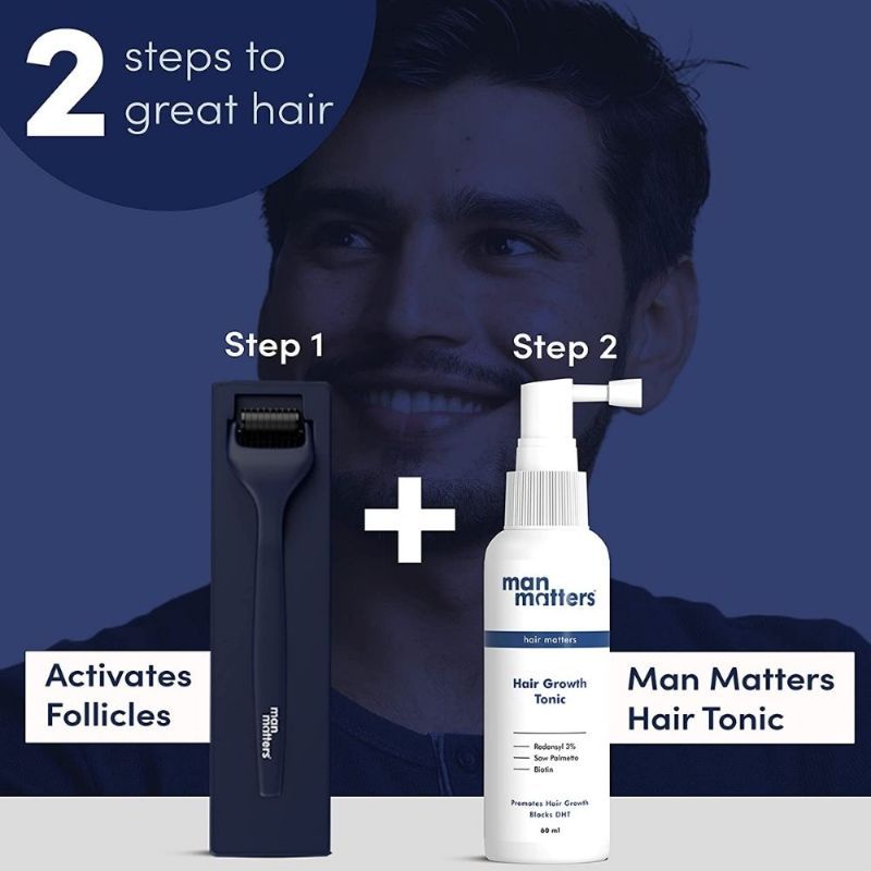 Man Matters Advance Derma Roller For Men, 540 Micro 0.5mm Titanium Alloy Needles