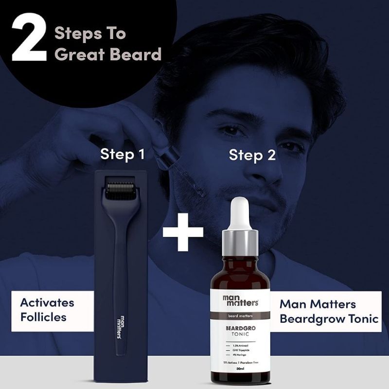 Man Matters Advance Derma Roller For Men, 540 Micro 0.5mm Titanium Alloy Needles