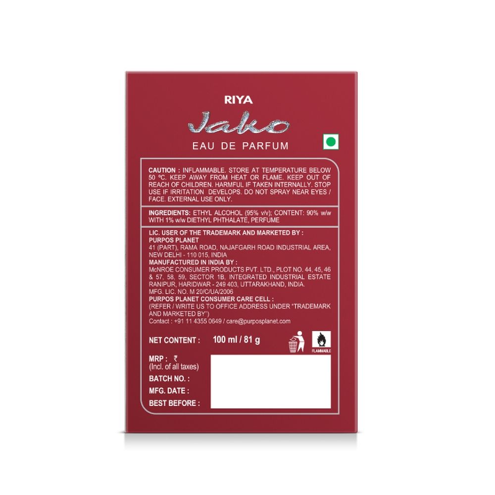 RIYA Jako Perfume for Men and Women EDP Spray for Unisex Spicy Woody Musk Long Lasting Fragrance