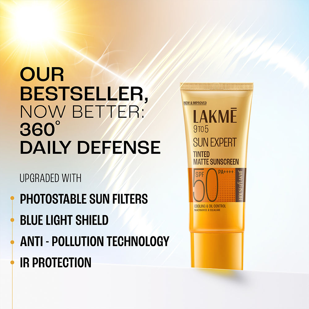 Lakme Sun Expert Tinted Sunscreen SPF 50 PA +++, Broad Spectrum UVA/B protection