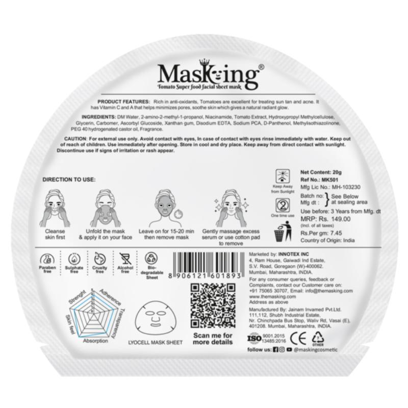 Masking Superfood Tomato Facial Sheet Mask