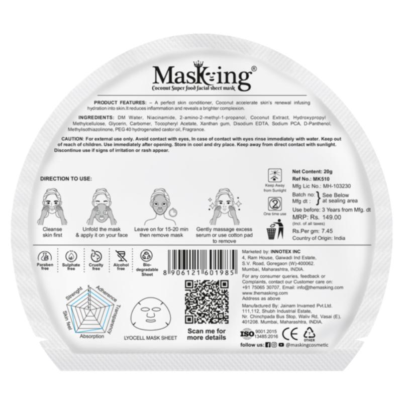 Masking Superfood Coconut Facial Sheet Mask