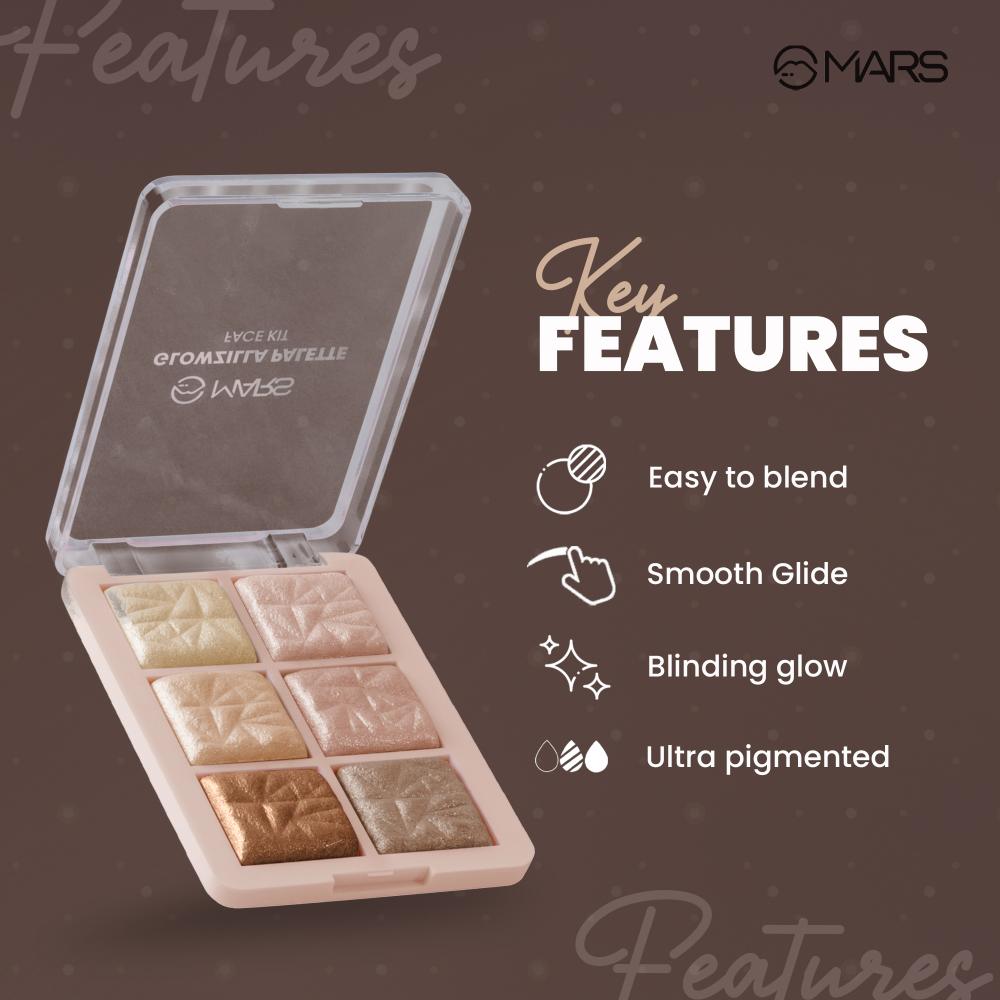 MARS Glowzilla 6 Shade Face Highlighter Palette