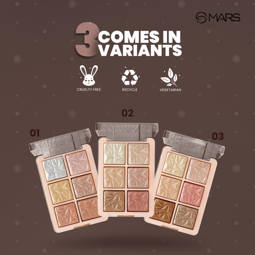 MARS Glowzilla 6 Shade Face Highlighter Palette