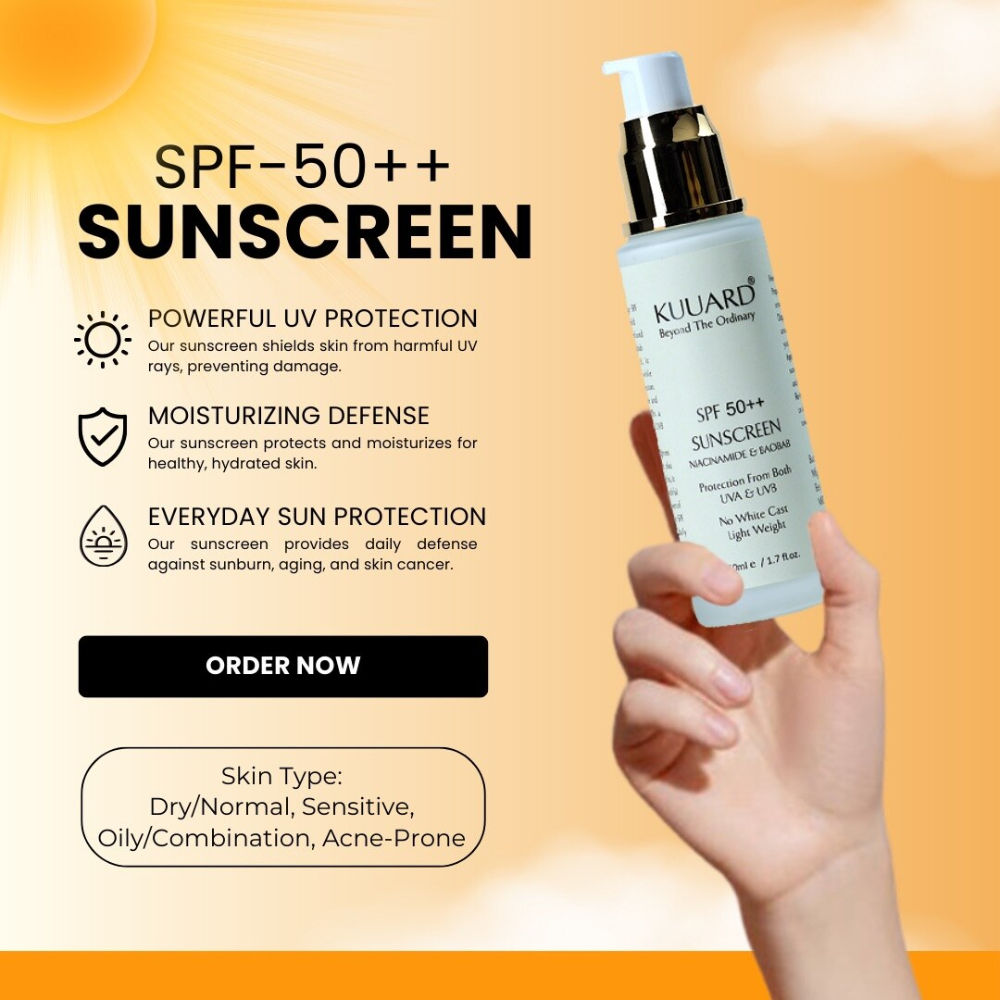 KUUARD Niacinamide Sunscreen SPF 50 PA++++ - Non-Sticky, Oil Control with Baobab