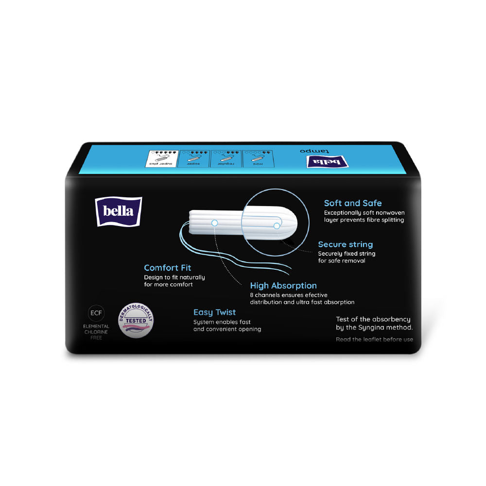 Bella Tampo Super Plus Easy Twist Tampons for Women - High Absorption, Leakproof, Comfort Fit for Very Heavy Flow (16 Pcs)